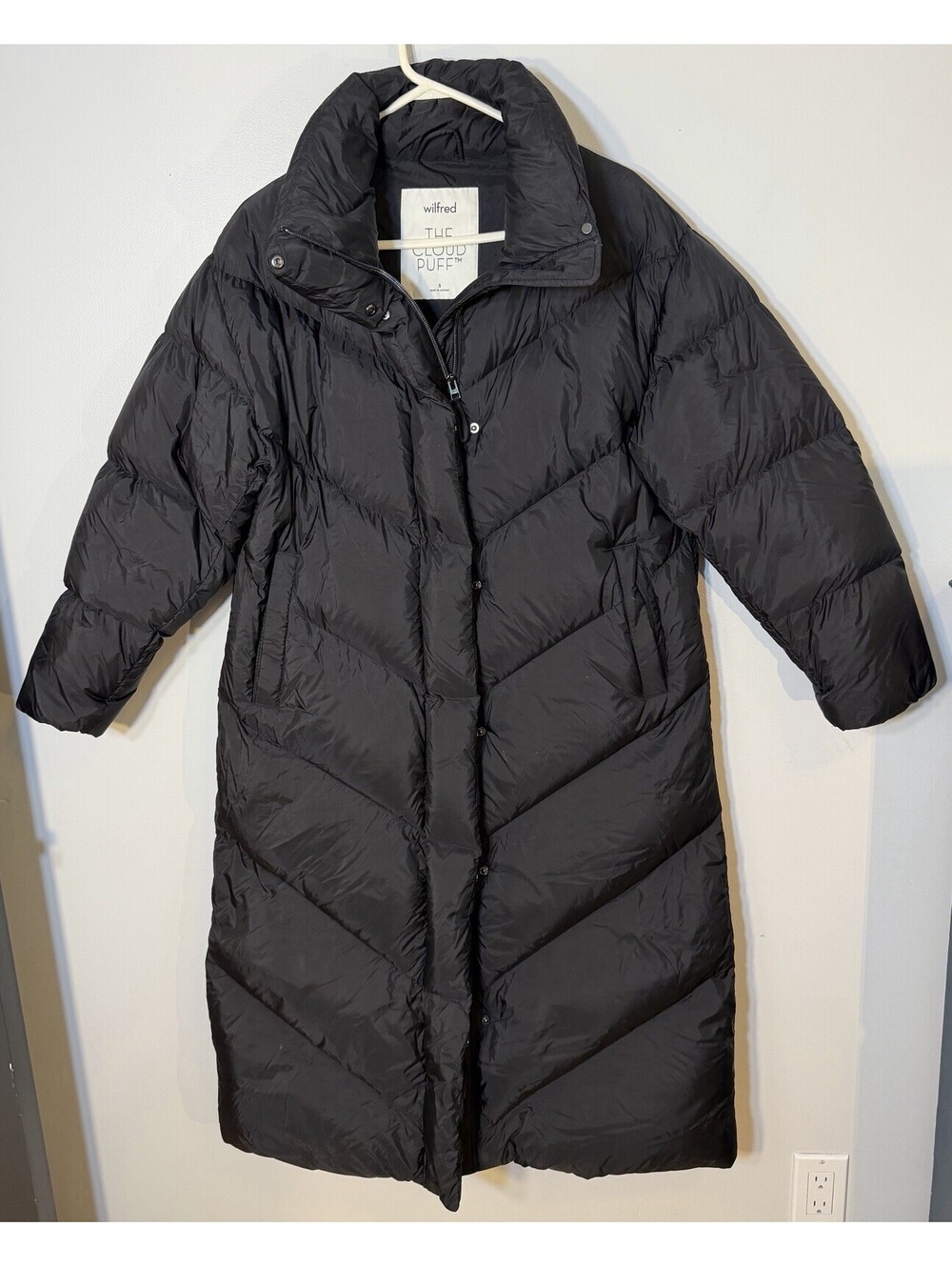 Aritzia Wilfred The Cloud Puff Long Puffer Coat Black Small Down Winter Jacket